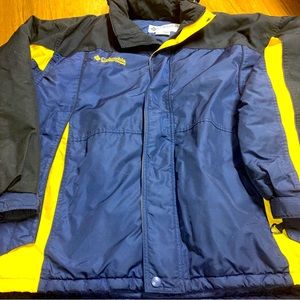 Columbia mens XL winter coat blue black & yellow